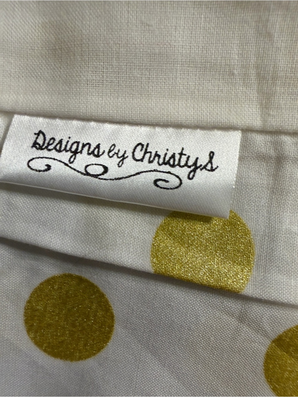 White Changing Pad Cover and Crib Bedskirt with Metallic Gold Dot Print